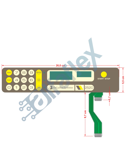 Teclado de membrana Compatível ao modelo 2520 De La Rue Systems