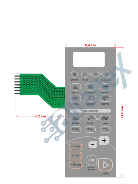 Teclado de Micro-ondas Compatível com Brastemp BMC 20AF