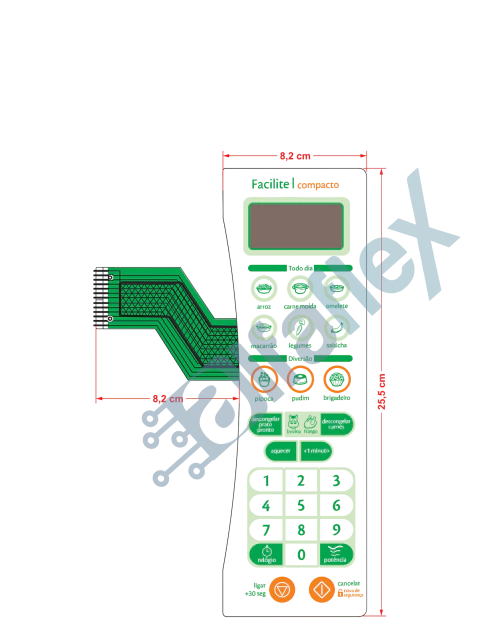Teclado de Micro-ondas Compatível com Consul CMS 25AB FACILITE COMP