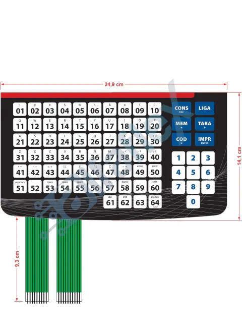 Teclado para balança compatível à Filizola preta nova