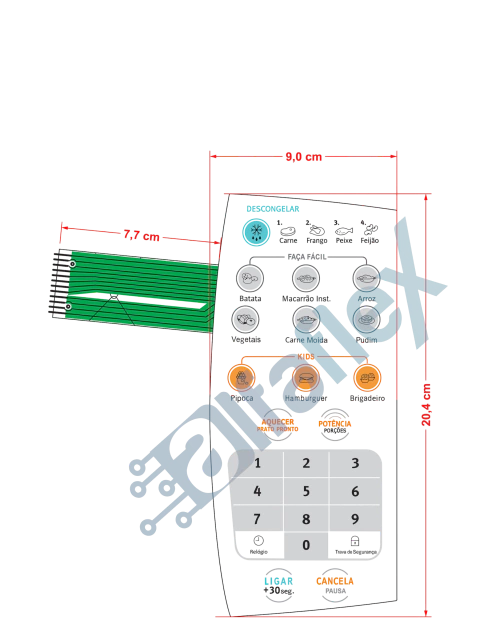 Teclado de Micro-ondas Compatível com MEF 28