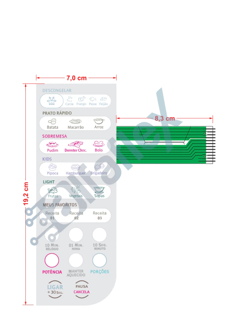 Teclado de Micro-ondas Compatível com Eletrolux MEF 33 c/ REL