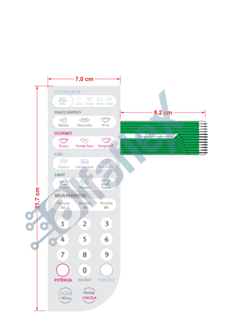 Teclado para Micro-ondas Compatível com Eletrolux MEF 41 C/ REL