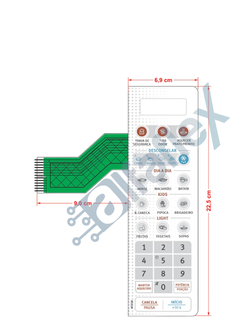 Teclado de Micro-ondas Compatível com Eletrolux MTO 30